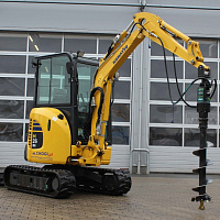 Гидровращатель  DIGGA (Дигга) PD3  с буром длиной 1,2 м,  Ø300 мм на мини-экскаваторе Komatsu PC26 - фото 1